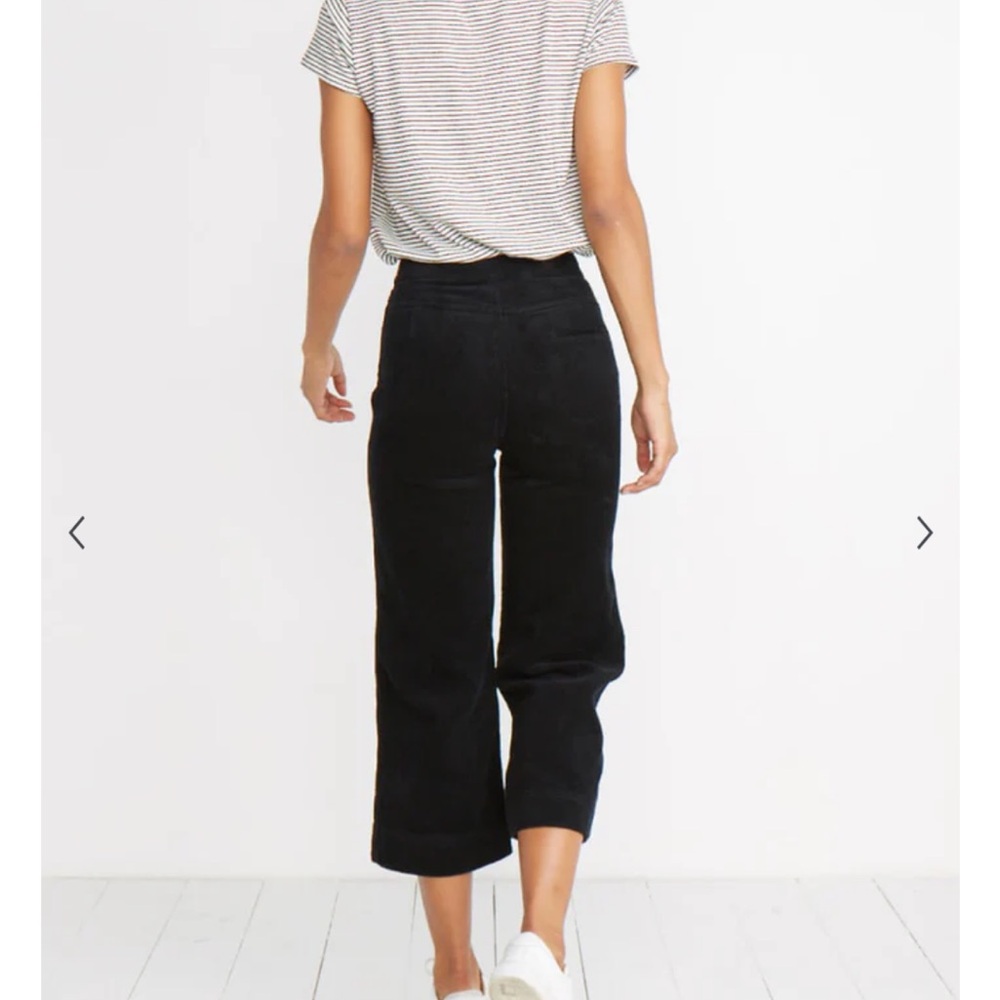 Marine layer Tally Pant in Graphite black corduroy wide leg cropped pants - Picture 3 of 4